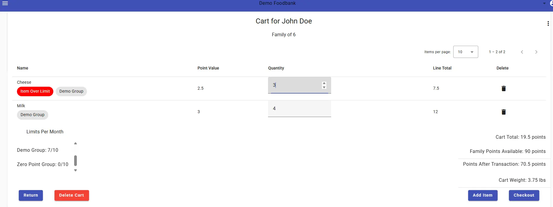 Limit Warning on Tablet