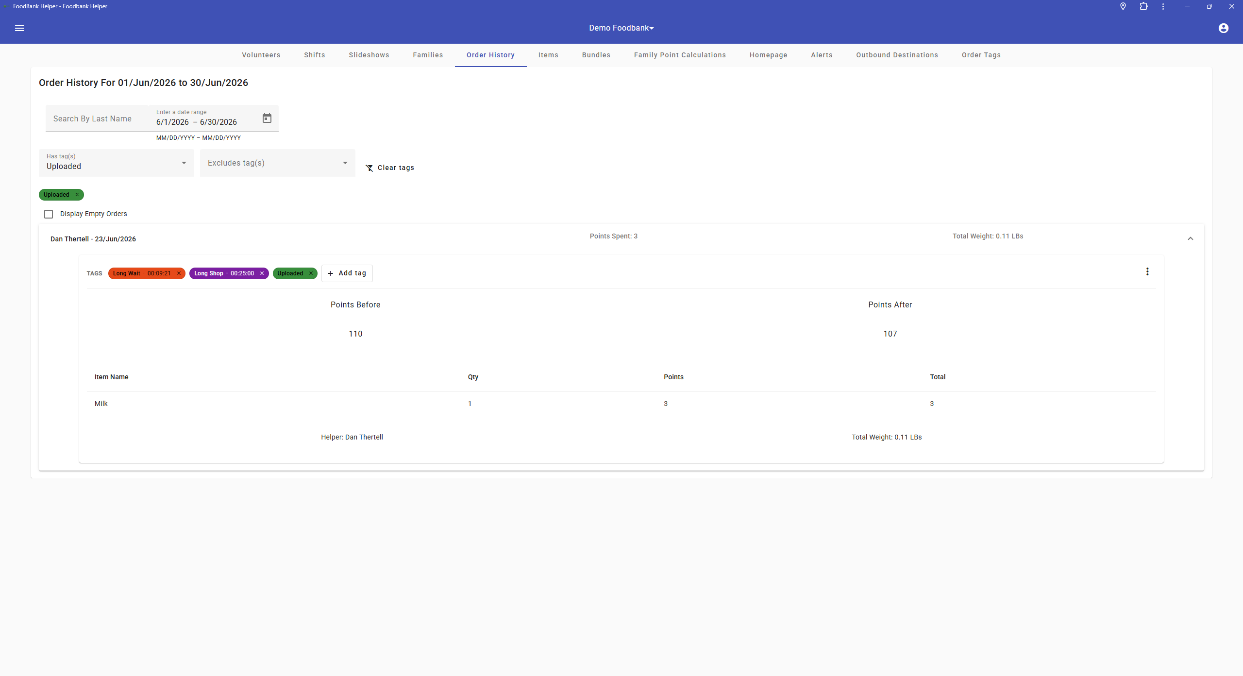 Dynamic Order Tagging
