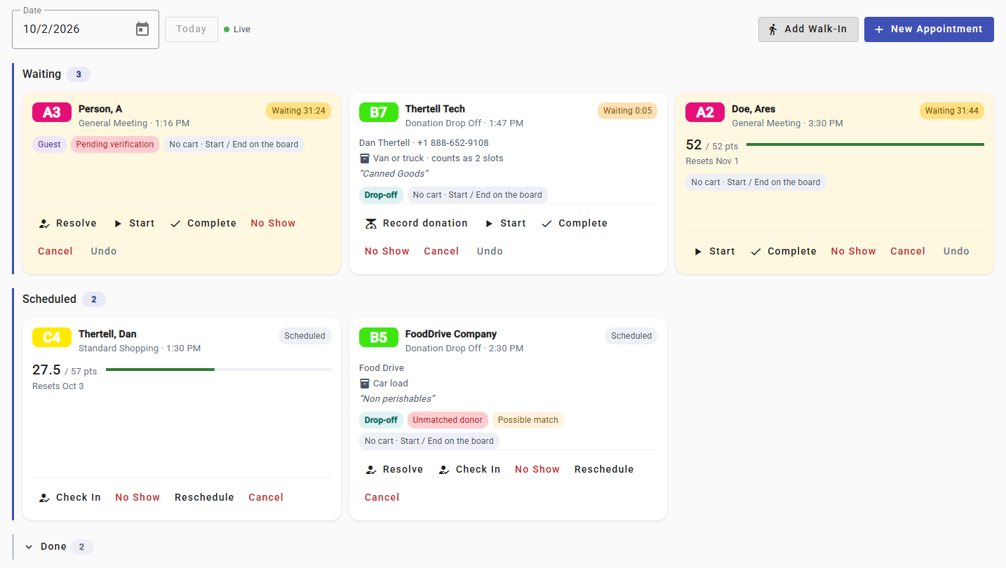 Appointments & Live Queue