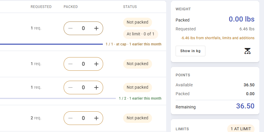 Redesigned Packing Screen